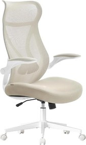 SONGMICS ergonomikus irodai szék fejtámlával, felhajtható kartámaszokkal, max. 150 kg, cappuccino bézs