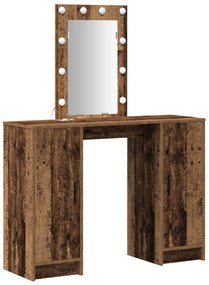 LED Lámpás Öltözőasztal Régi Fa 102x33x135 cm