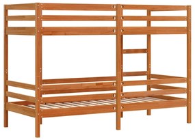 viaszbarna tömör fenyőfa emeletes ágy 90x190 cm