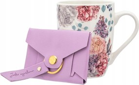 Lila bézs porcelán bögre 320ml pénztárca Egyedi vagy