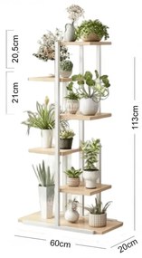 Virágállvány 113 x 60 x 20 cm - fehér