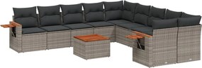 vidaXL 11 részes szürke polyrattan kerti ülőgarnitúra párnákkal