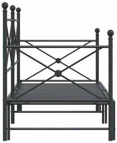 kihúzható kanapéágy matrac nélkül fekete 90x200 cm acél