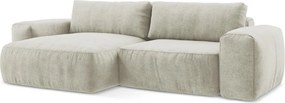 Bézs zsenília kinyitható sarokkanapé (bal oldali-heverő résszel) Kuki – Makamii