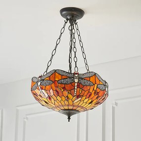 Endon klasszikus tiffany függeszték dragonfly flame sötétbarna sokszínű end64076