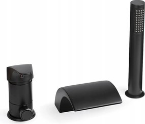 Fekete Kádtöltő Csaptelep 3 Lyukas Kád Csaptelep Szett Vízesés Funkcióval