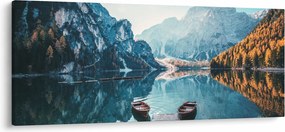 Kép - Csónakok a Braies-tónál (120x50 cm)