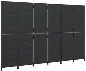 fekete 6-paneles polyrattan térelválasztó