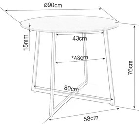 Kerek étkezőasztal LUNA 90 cm, rusztikus barna