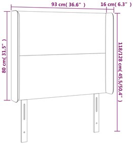 sötétszürke szövet LED-es fejtámla 93x16x118/128 cm