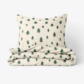 Goldea pamut ágyneműhuzat - fenyőfák natúr alapon 140 x 200 és 70 x 90 cm