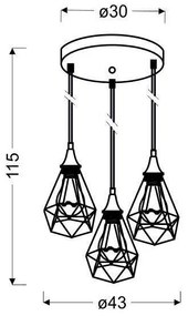 Csillár zsinóron GRAF 3xE27/60W/230V