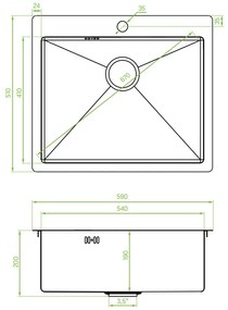 Laveo Marmara, 1 kamrás rozsdamentes mosogató 510x590x200 mm, réz, LAV-SAM_810T