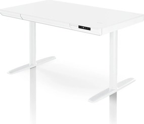 Elektromos ülő-álló íróasztal fiókkal és Qi vezeték nélküli töltővel fehér, 1200 mm: ELLIS