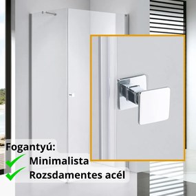 Stuxi Bari 80x70 aszimmetrikus nyílóajtós zuhanykabin 6 mm vízlepergető biztonsági üveggel, króm