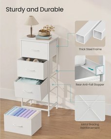 BELLAH kollekció - Modern komód, tárolószekrény 4 fiókkal, felhőfehér és hófehér