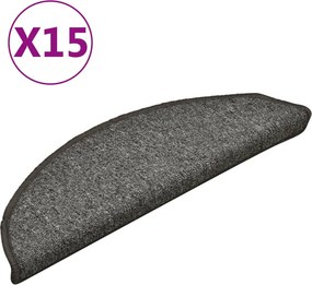 vidaXL 15 db sötétszürke félkör alakú lépcsőszőnyeg 56 x 17 x 3 cm