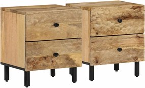 vidaXL 2 db tömör mangófa éjjeliszekrény 40 x 33 x 46 cm