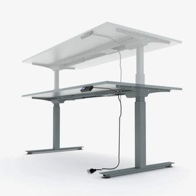 Ergomaster, elektromosan állítható íróasztal antracit lábszerkezettel, 140 cm, tölgyasztallap
