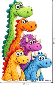 PIPPER. Színes dinoszauruszok – textil falmatrica
