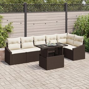 Kerti Kanapé Szett 7 pcs Barna és Krém 100 x 55 x 73 cm