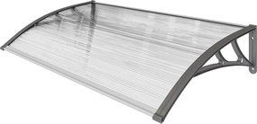 Outsunny 110x60 cm Átlátszó Polikarbonát Napellenző Ajtókhoz és Ablakokhoz Eső és Nap Ellen PP Műanyag Támasszal | Aosom