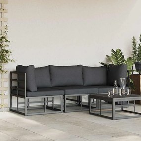 Kültéri Bútor párnával párnával 3 pcs Fekete Alumínium