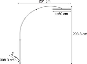 Design íves állólámpa fekete, LED-del, 3 lépésben dimmelhető - Anello