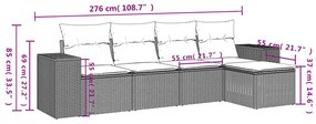 5 részes barna polyrattan kerti ülőgarnitúra párnával