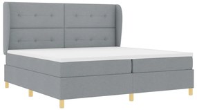 Boxspring Ágy Matrac nélkül, Világosszürke, 200x200 cm, Szövet