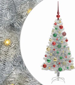 vidaXL Karácsonyfa 150 LED-del állvánnyal Ezüst 120 cm PET