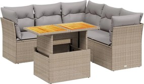 vidaXL 5 részes bézs polyrattan kerti ülőgarnitúra párnákkal