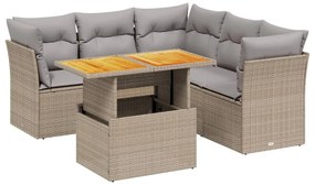 vidaXL 5 részes bézs polyrattan kerti ülőgarnitúra párnákkal