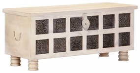 fehér tömör akácfa tárolóláda 110 x 40 x 45 cm