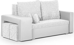 MILAN Kihúzható kanapé 2 + 2 puffal Ezüst/fehér