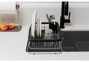 Fekete acél edényszárító 37x29 cm Sinkin – Umbra