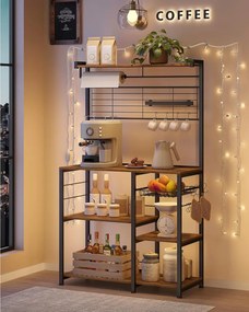 VASAGLE konyhai állvány, állópolc, vintage barna–fekete