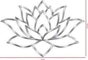 Modern fali dekoráció lótuszvirág rozsdamentes acél 50x34.5cm Glamour