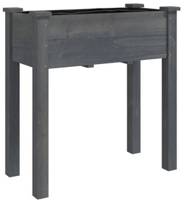 szürke tömör fenyőfa kerti ültetőláda béléssel 71 x 37 x 76 cm