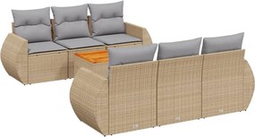 vidaXL 7 részes bézs polyrattan kerti ülőgarnitúra párnákkal