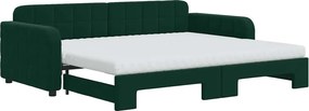 vidaXL sötétzöld kihúzható bársony heverő matraccal 90 x 200 cm