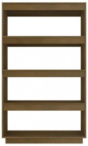 mézbarna tömör fenyőfa könyvszekrény/térelválasztó 80x35x135cm