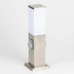 BRILAGI - Kültéri lámpa két Schuko aljzattal SCHUKO NOVA 1xE27/15W/230V 40 cm IP44 króm