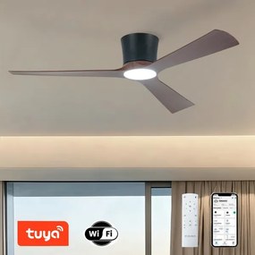 ZEVENTI - LED mennyezeti ventilátor AUREX LED/24W/230V Wi-Fi Tuya fekete/dió + távirányító