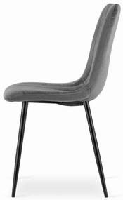 AKCIÓ Szürke bársony szék LAVA fekete lábakkal II. osztály