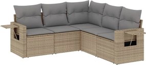 vidaXL 5 részes bézs polyrattan kerti ülőgarnitúra párnákkal