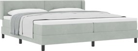 vidaXL Boxrugós ágy matracmal Világosszürke 200 x 200 cm Poliészter