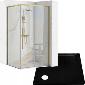 Rea Solar Brush Gold Kabin 90x90 Zuhanytálca Savoy Black
