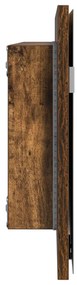 Fürdőszobai Tükrös Szekrény LED Fénnyel, Füstölt Tölgy, 80x37 cm