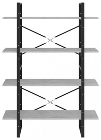 négyszintes betonszürke szerelt fa könyvszekrény 100x30x140 cm
